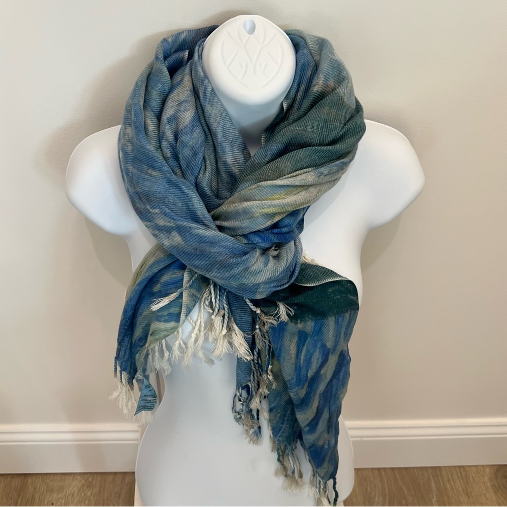 A Starry Night Blue Patterned Scarf Wrap Pashmina